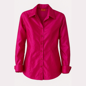 JIM THOMPSON (House on the Klong) Thai silk fusia blouse M French cuffs.